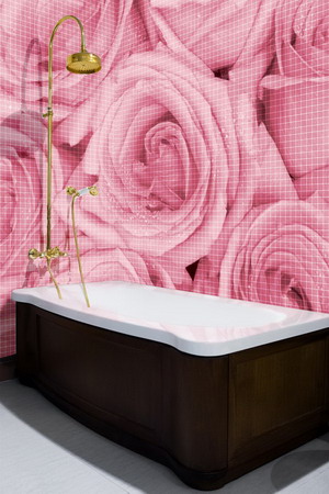 Baños modernos con murales en 3D