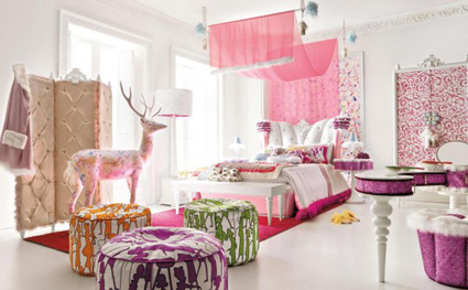 Decoración rosa para una habitación de lujo